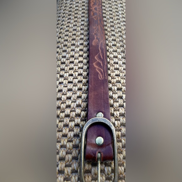Canale Vintage leather belt brown embossing size S-M - Picture 4 of 17